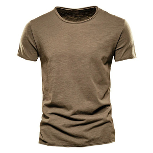 เสื้อยืดคอกลมสีน้ำเงินสำหรับผู้ชาย แขนสั้น ทรงเข้ารูป สไตล์ลำลอง ผ้าถัก สีพื้น ผ้าฝ้าย ระบายอากาศได้ดี - Product Image 5