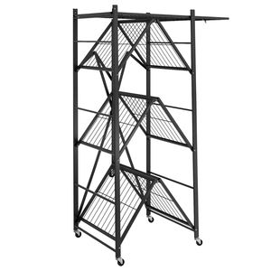 Scaffale Metallico Pieghevole a 4 Ripiani 91 cm L x 53 cm P x 152 cm H, Nessun Montaggio Richiesto, 5 Ruote, Scaffale Pieghevole per Spezie - Product Image 4