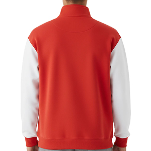 Men's Red <b>White</b> <b>Quarter</b> <b>Zip</b> Fleece Sweatshirt Stand Collar Regular Fit Casual Autumn Wear Breathable Knitted 100% Polyester - Product Image 3