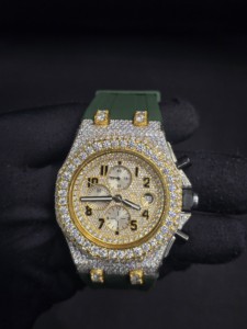 Nouvelle montre de luxe en or blanc avec moissanite et cadran numéroté, bracelet en caoutchouc, cadeau idéal pour homme - Product Image 1