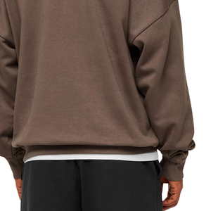 Sweat-shirt à col rond marron surdimensionné pour homme, en molleton épais, coupe décontractée, style streetwear décontracté - Product Image 5