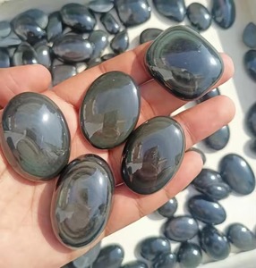 Cabujón de Obsidiana Arcoíris, Gema Suelta de Obsidiana Natural, Corte Ovalado, Gema Negra y Arcoíris - Product Image 1