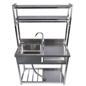 Lavello Commerciale Singolo in Acciaio Inossidabile da 39,4 Pollici con Set di Ripiani di Scarico per Cucina e Garage, Applicazione a Foro Singolo - Product Image 2