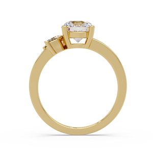 Anillos de lujo con diamante cultivado en laboratorio de corte redondo de 1.00 ct y detalles en forma de marquesa, certificado IGI, anillos de compromiso de oro puro de 14K para mujer. - Product Image 4