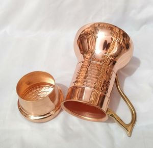 Copper Pitcher With Handle <b>Large</b> Capacity Classic Design For Dining Use - Product Image 2
