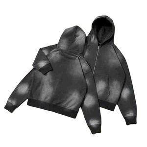 Custom Sweat Suits Men Streetwear 100% Cotton Sun Faded Acid Wash Zip up Hoodies and <b>Sweatpants</b> <b>Set</b> Men - Product Image 5