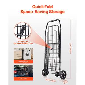 Chariot de courses pliable multifonctionnel Butterfly avec roues pivotantes, capacité de charge de 90 lb, panier à linge roulant robuste, modèle camping - Product Image 5