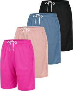 Shorts Deportivos para Mujer, Color Sólido, Tejidos, con Cintura Ajustable con Cordón, Secado Rápido, Corte Deportivo, Cintura Media, Tela Cómoda - Product Image 1