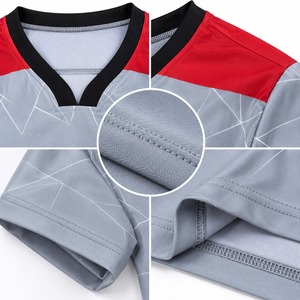 Maillot de lacrosse gris et rouge à col en V pour homme, numéro 23, imprimé par sublimation, évacuation de l'humidité, manches courtes, coupe classique, vêtements pour adultes - Product Image 2