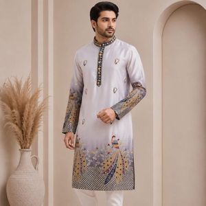 Kurta Daman de créateur, élégant et richement brodé, avec pyjama en coton Raymond, prix de gros par Royal Export - Product Image 3