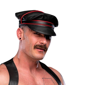 Casquette de marin en cuir pour homme avec bande colorée, six options de couleurs, ajustement réglable, en cuir de qualité supérieure, pour club - Product Image 3