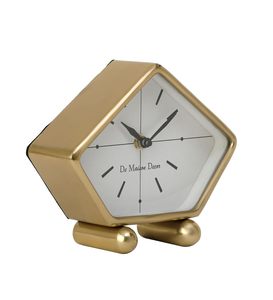 Horloge de bureau analogique à quartz Art Déco élégante avec fonction snooze, construction métallique, design classique - Product Image 6