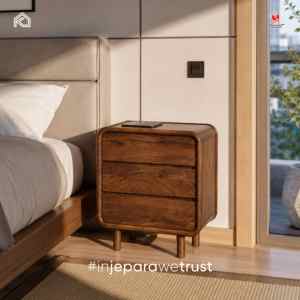 Modern Handmade Minimalist Solid Wood 3 <b>Drawer</b> <b>Bedside</b> <b>Table</b> Premium Bedroom Nightstand for Hotel Apartment Villa Project OEM - Product Image 1