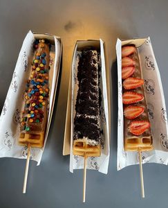 ミニパンケーキクレープ紙箱トレイファーストフード用ワッフルスティック寿司クレープブラウニーBBQクッキーベーカリー包装マットラミネーション - Product Image 1