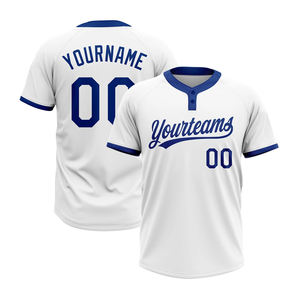 Maillot de baseball/softball personnalisé imprimé, avec nom et numéro, design classique à deux boutons, 100 % polyester respirant - Product Image 1