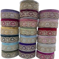 Vente en gros 1 pièce 100% polyester écologique vintage couleur personnalisée broderie perles strass dentelle garniture bordures vêtements
