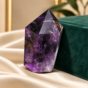 Obélisque en cristal d'améthyste poli - Sculpture sur le thème du Feng Shui, décoration d'intérieur, objet de collection par Soulwise - Product Image 5