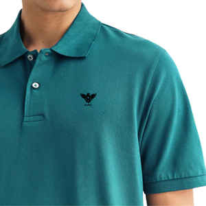 Mens <b>Classic</b> Fit Sea Green Short Sleeve Soft Comfortable Knitted 100% Cotton Solid Quick Dry for Shirt Embroidered OEM Service - Product Image 3