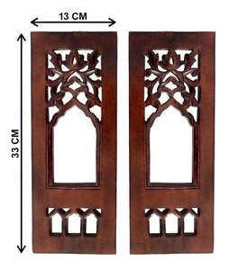 Ensemble de 2 panneaux muraux en bois |   Décoration murale décorative en forme d'arche pour le salon et la chambre - Marron - Product Image 2