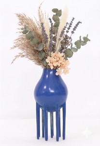 Modern Blue Metal Flower <b>Vase</b> with Tripod Stand Decorative Iron Tabletop <b>Vase</b> for Home Decor <b>Unique</b> Luxury Centerpiece Floral Po - Product Image 2