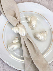แหวนผ้าเช็ดปากลายเปลือกหอยทำด้วยมือมีสไตล์สำหรับรับประทานอาหารและตกแต่งบ้านที่หรูหรา - Product Image 3