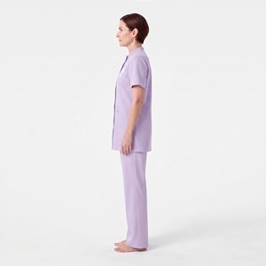 Women <b>Beauty</b> Salon <b>Uniform</b> Hospital Workwear Short Sleeve Button Up Top Jogger Set Polyester Spandex Custom Manufacturer - Product Image 2