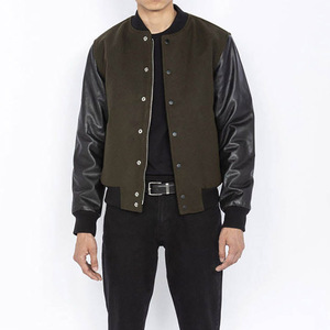 Chaqueta Universitaria de Invierno de Alta Calidad, Ecológica, con Cuerpo de Lana y Mangas de Cuero Genuino, Personalizable y Elegante para Hombre - Product Image 5