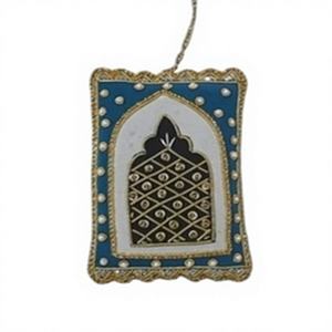Ornement suspendu en tissu brodé Zari en forme d'arche de mosquée islamique, décoration Ramadan et Aïd, fil doré, pour musulmans et export en gros - Product Image 1