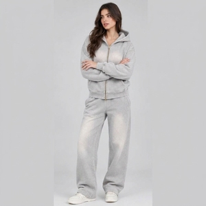 Joggers vintage délavés personnalisés pour femmes, pantalons de survêtement décontractés coupe ample en mélange de coton, style streetwear, bas de tenue tendance - Product Image 4