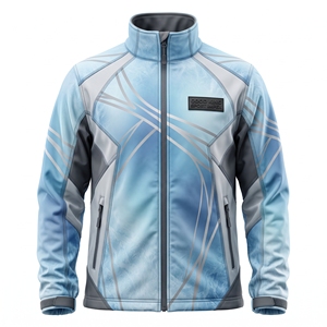 Chaqueta Deportiva Sublimada Azul Hielo, Cuello Alto con Cierre Completo, Diseño Personalizado con Textura Congelada, Ropa Deportiva Resistente al Viento - Product Image 1