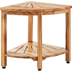 100% Teak Wood Corner Shower Bench 18.5\" Height 15.5\" Radius 500 LBS <b>Storage</b> Shelf Shower <b>Stool</b> for <b>Bathroom</b> Use - Product Image 1