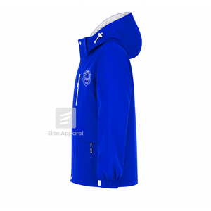 Chaqueta Impermeable Personalizada de la Hermandad Zeta Phi Beta, Azul y Blanca, de Poliéster, Manga Larga, Cierre Frontal con Cremallera, Logotipo Bordado - Product Image 4