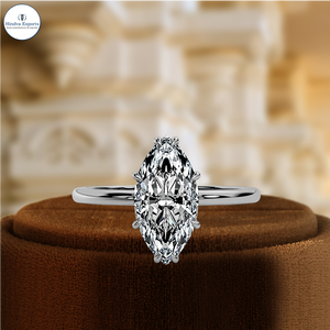 แหวนหมั้นเพชรทรงมาร์คีส์ 1 กะรัต เพชรเลี้ยงในห้องปฏิบัติการ รับรองโดย IGI แหวนเพชรเหลือง 14k แบบวงแหวนซ่อน แหวนเพื่อการใช้งานที่หลากหลาย แหวนเจ้าสาว - Product Image 3