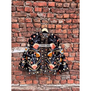 Indian velvet Jacket Handmade Short Unisex Jacket Uzbek Embroidery Jacket With Inside Cotton Lining Boho Women's Jacket - Product Image 5