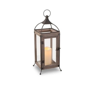 Farol de Madera Natural con Ventanas de Vidrio y Asa de Cuerda, Decoración Rústica para Mesa del Hogar - Product Image 4
