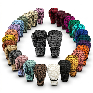 Custom Made Leopard Design Boxing <b>Gloves</b> PU Leather MMA Training Sparring <b>Gloves</b> Fitness Punching Bag Custom Logo Design <b>Gloves</b> - Product Image 1