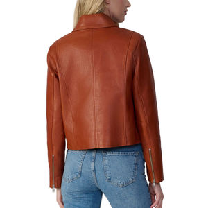 Premium Women Fashion Leather <b>Jacket</b> Genuine <b>Sheepskin</b> Winter Warm Windproof Custom Size Cowhide Leather <b>Jacket</b> OEM Factory - Product Image 3