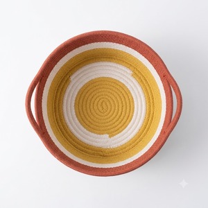 Rectangle Color Block Woven Storage <b>Basket</b> Handles <b>Foldable</b> 6-10L 50x50x40cm for Home Organization Minimalist Design Cotton Rope - Product Image 3