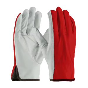 High Quality Premium Cowhide Leather Driver Work Gloves With Keyston <b>Thumb</b> and Brown Elastic <b>Cuff</b> Heavy Duty Durable Gloves - Product Image 3