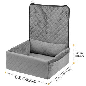 Rehausseur de siège auto pour chien avec poche de rangement, laisse de sécurité à clipser, lit rembourré en éponge et coton PP, housse pratique pour siège arrière de voiture pour animaux de compagnie - Product Image 6