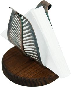 Dispensador de Servilletas Moderno Independiente con Hoja Metálica Turquesa Dorada y Base de Madera Marrón, Organizador de Mesa - Product Image 1