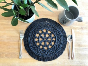 Decorative Blue Macrame <b>Placemats</b> Perfect <b>for</b> Guest Hosting Dining Setup and Everyday <b>Table</b> Protection Handcrafted From India - Product Image 1