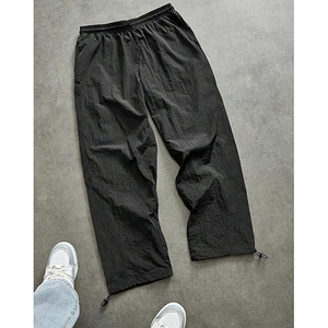Men's Black Track Pants <b>White</b> Side Stripes Elastic Waist Drawstring Casual <b>Joggers</b> Breathable Polyester Lightweight Loose Fit - Product Image 4