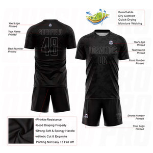 ชุดฟุตบอลแบบซับลิเมชั่นสีดำเทาแบบกำหนดเอง เสื้อฟุตบอลส่วนตัว ระบายอากาศได้ดี ซับเหงื่อ ชุดกีฬาสำหรับทีม - Product Image 5