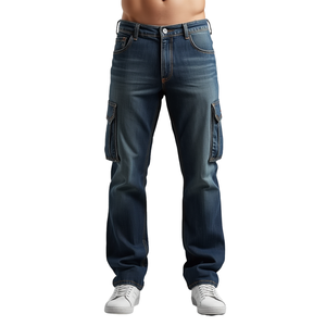 Jeans Casuales de Mezclilla para Hombre INTENTION SPORTS, Corte Relajado, Mezcla de Algodón, Sin Elasticidad, Lavado Claro, Cierre de Cremallera, Cintura Media, Ligeros - Product Image 2