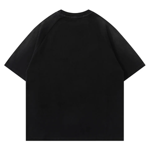 เสื้อยืดคัสตอมลายติดหมุดสำหรับผู้ชาย คอกลม ทรงโอเวอร์ไซส์ ล้างสีแบบแอซิด แขนสั้น แฟชั่นสไตล์ 100% ผ้าฝ้าย - Product Image 6