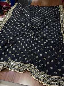 Red Chiffon Shawl With Mirror Embroidery Dot Pattern <b>Long</b> <b>Scarf</b> For Women Traditional Wear Shawls & Hijab All Seasons - Product Image 2