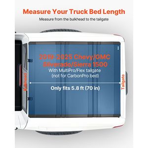 Copertura Rigida Tri-Fold per Cassone Pick-up Compatibile con Chevy/GMC Silverado/Sierra 1500 2019-2025, Cassone da 5.8 ft (70 Pollici), Caratteristiche Multiple - Product Image 2