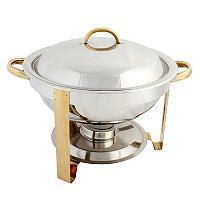 Elegante calentador de alimentos de cobre y acero inoxidable con quemador de combustible para servicio de buffet - Product Image 5