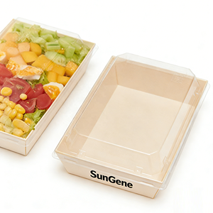 Barquette à emporter écologique en bois jetable, contenant alimentaire biodégradable en PET pour pâtisserie et sushi - Product Image 2